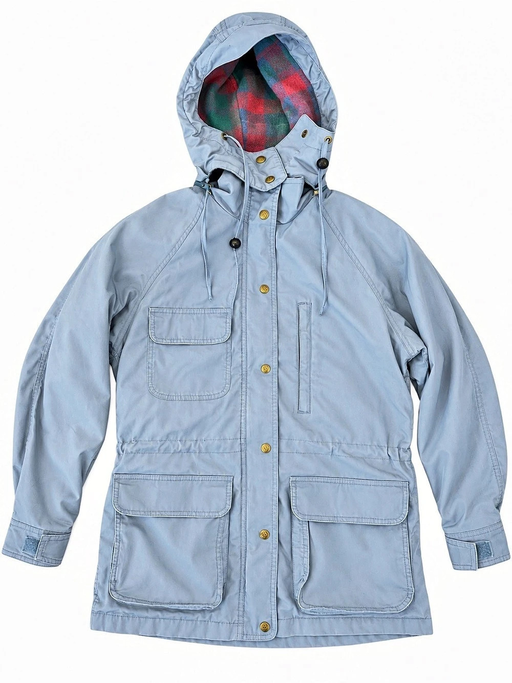Vintage Eddie Bauer Plaid Lined Hooded Utility Jacket Size Small